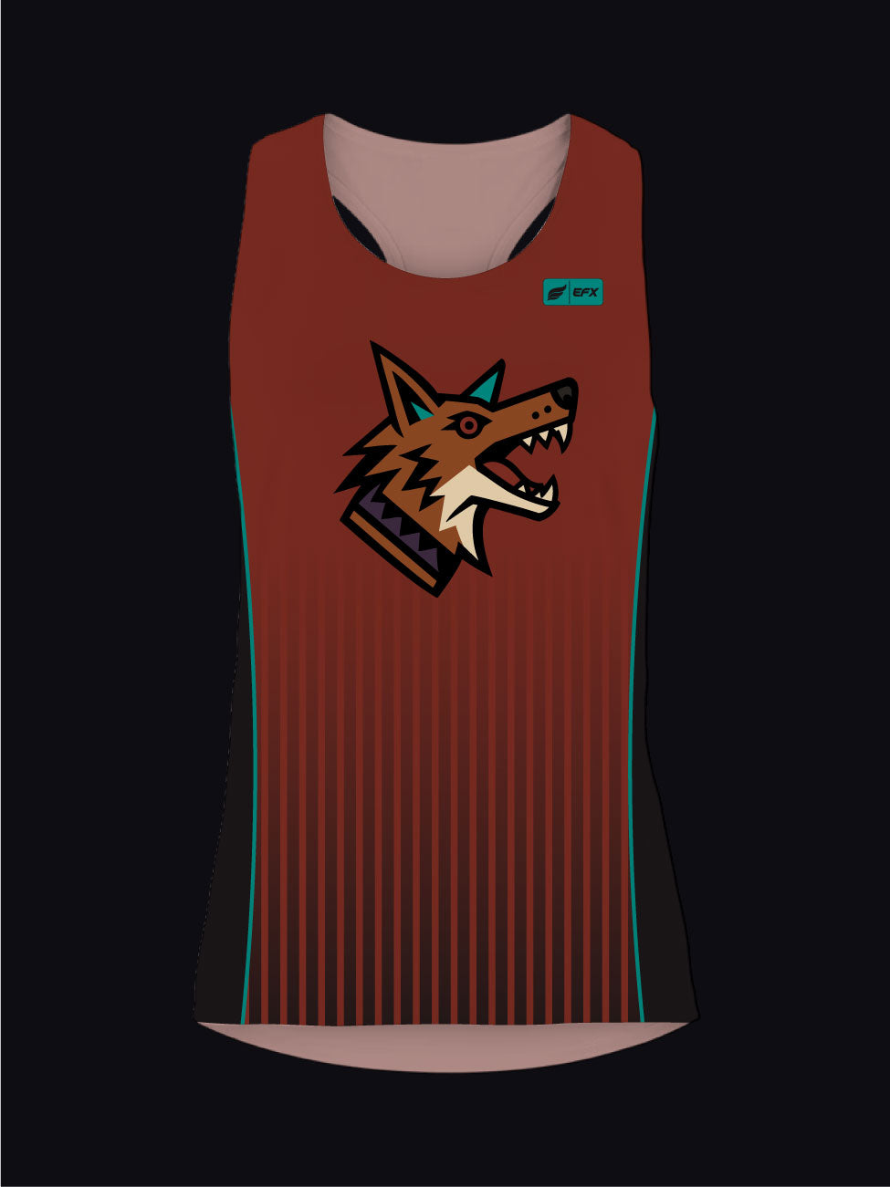 TUCSON COYOTES - STRIPES - MAROON BLACK TEAL - RACERBACK TANK TOP