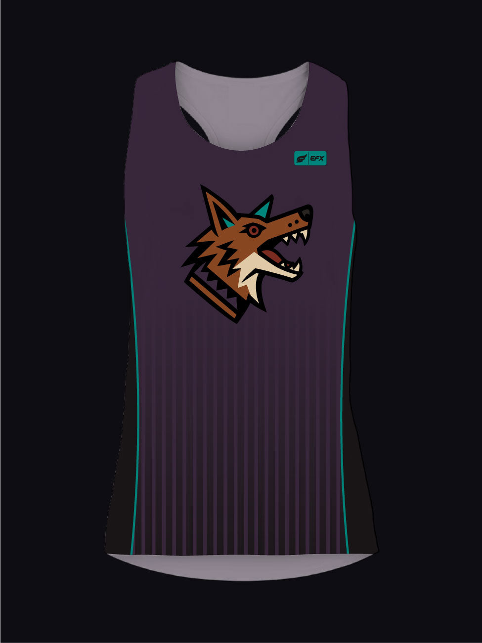 TUCSON COYOTES - STRIPES - PURPLE BLACK TEAL - RACERBACK TANK TOP
