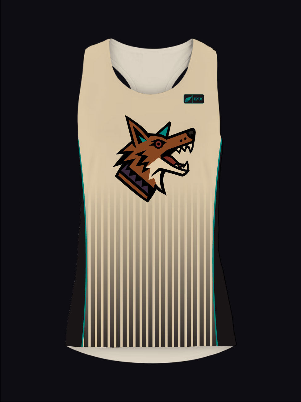 TUCSON COYOTES - STRIPES - TAN BLACK TEAL - RACERBACK TANK TOP