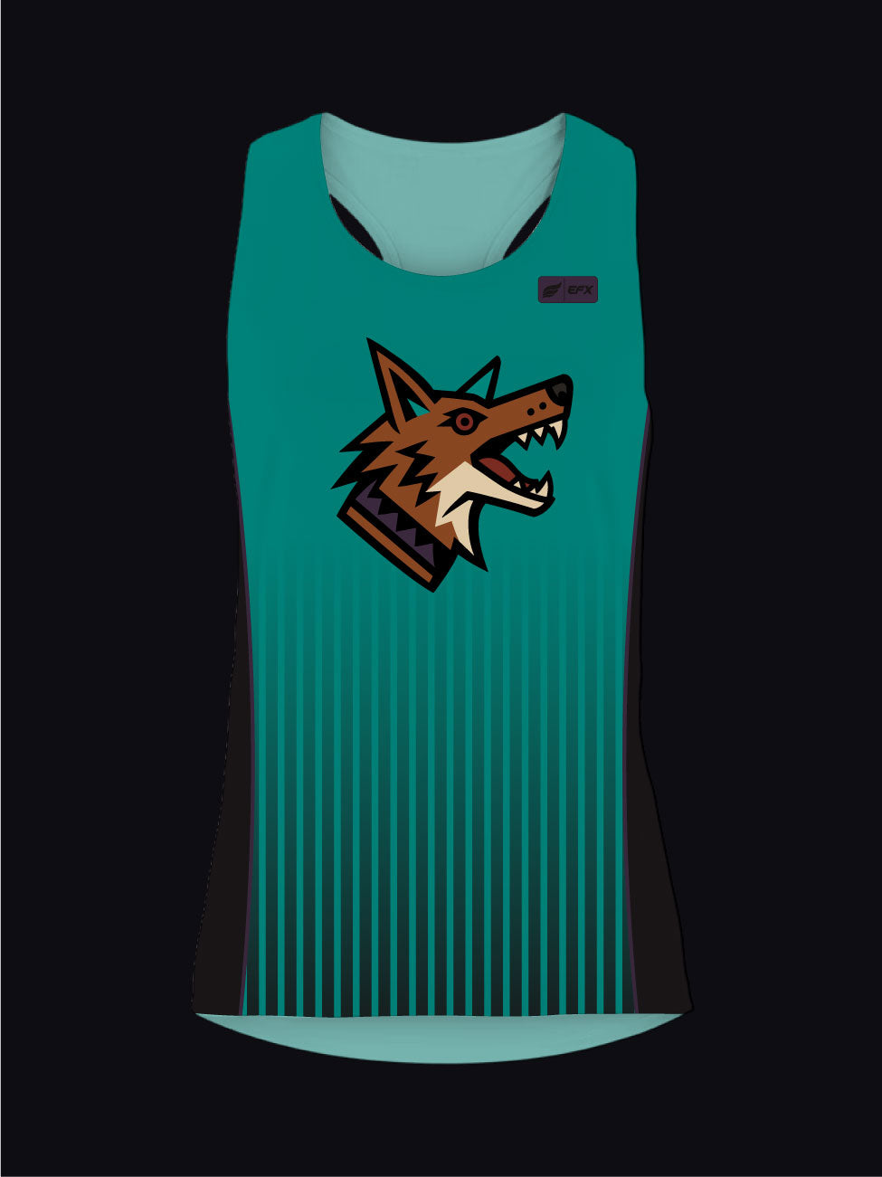 TUCSON COYOTES - STRIPES - TEAL BLACK PURPLE - RACERBACK TANK TOP