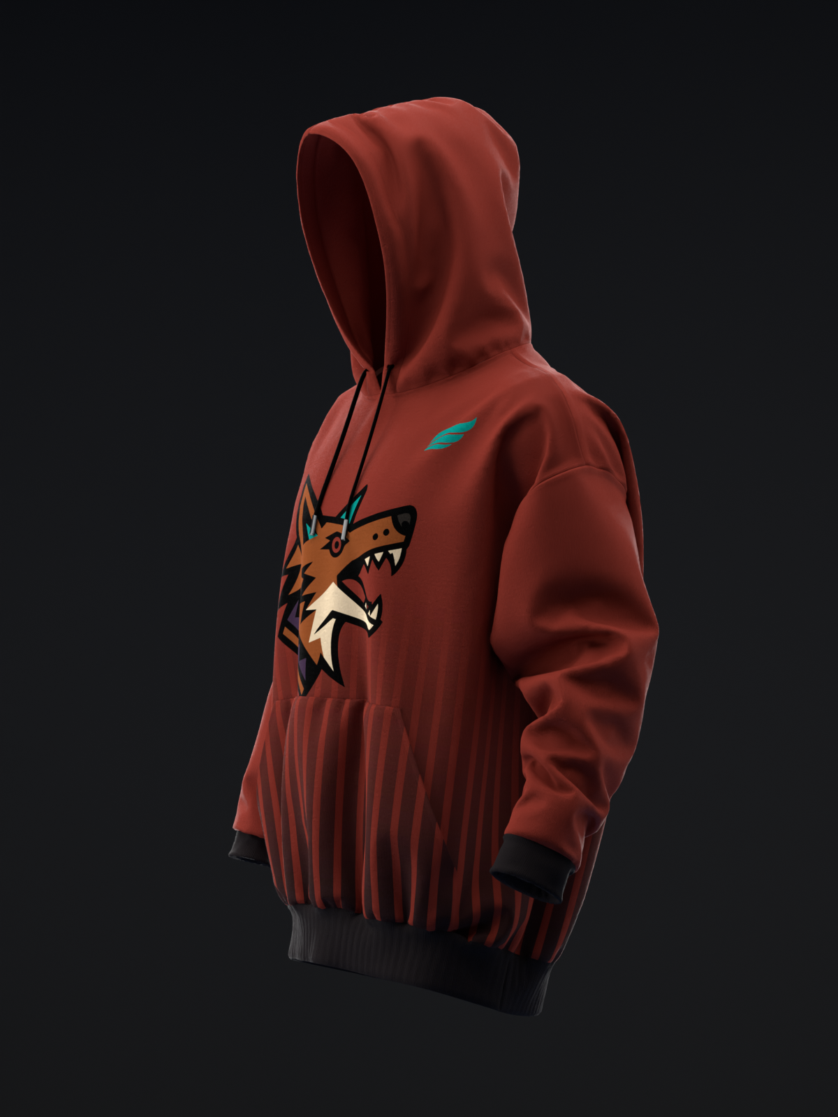 TUCSON COYOTES - STRIPES - MAROON BLACK TEAL HOODIE