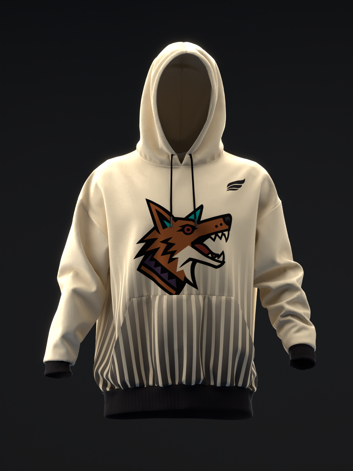 TUCSON COYOTES - STRIPES - TAN BLACK TEAL HOODIE