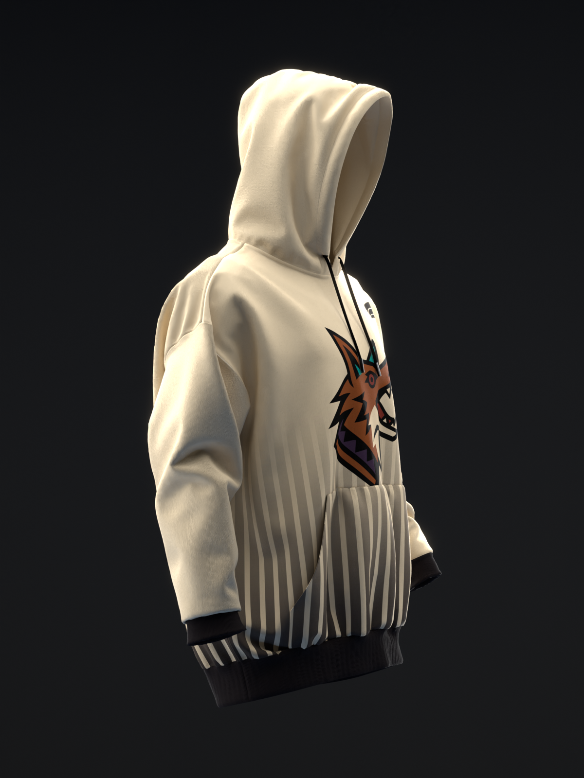 TUCSON COYOTES - STRIPES - TAN BLACK TEAL HOODIE