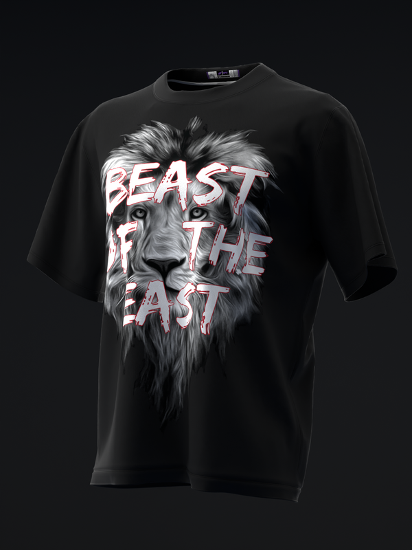 Black bowling jersey with lion head graphic and pink text overlay
