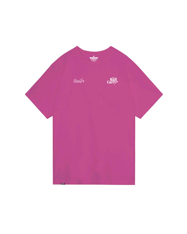Pink t-shirt with Ball Carry and Darren Tang text graphics on front