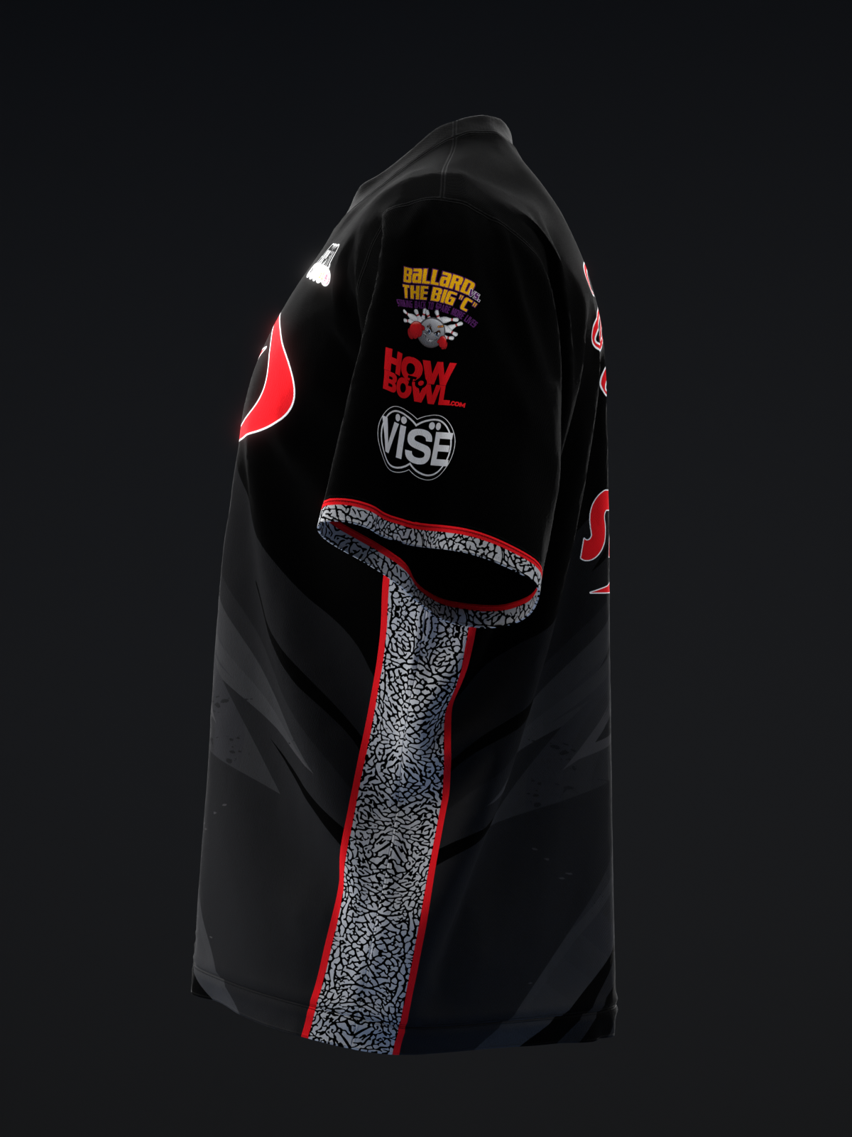 DARREN TANG 2025 - LIGHTNING ALL BLACK CEMENT - BOWLING JERSEY