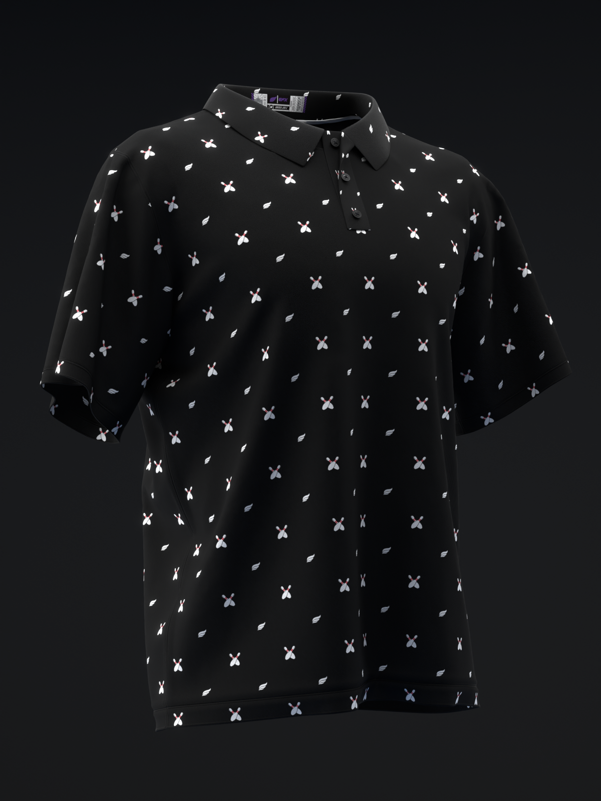 FAIRWAYS - BOWLING PINS - BLACK - BOWLING POLO