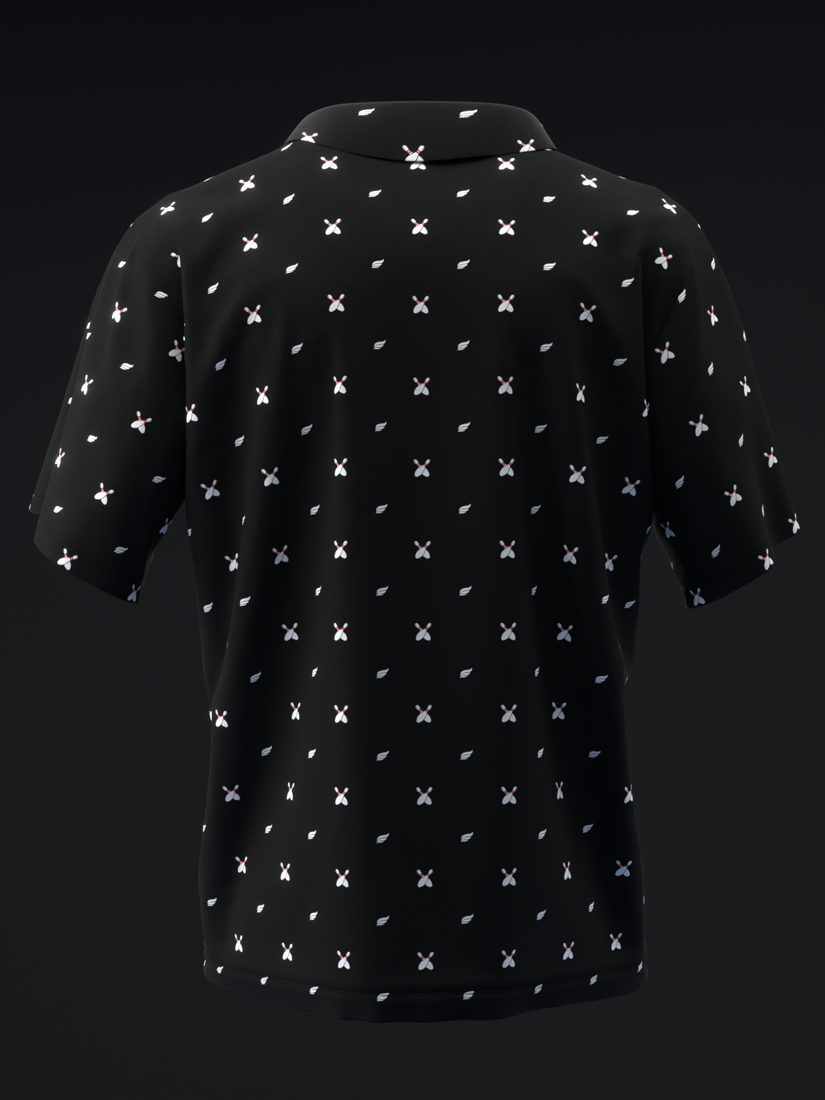 FAIRWAYS - BOWLING PINS - BLACK - BOWLING POLO