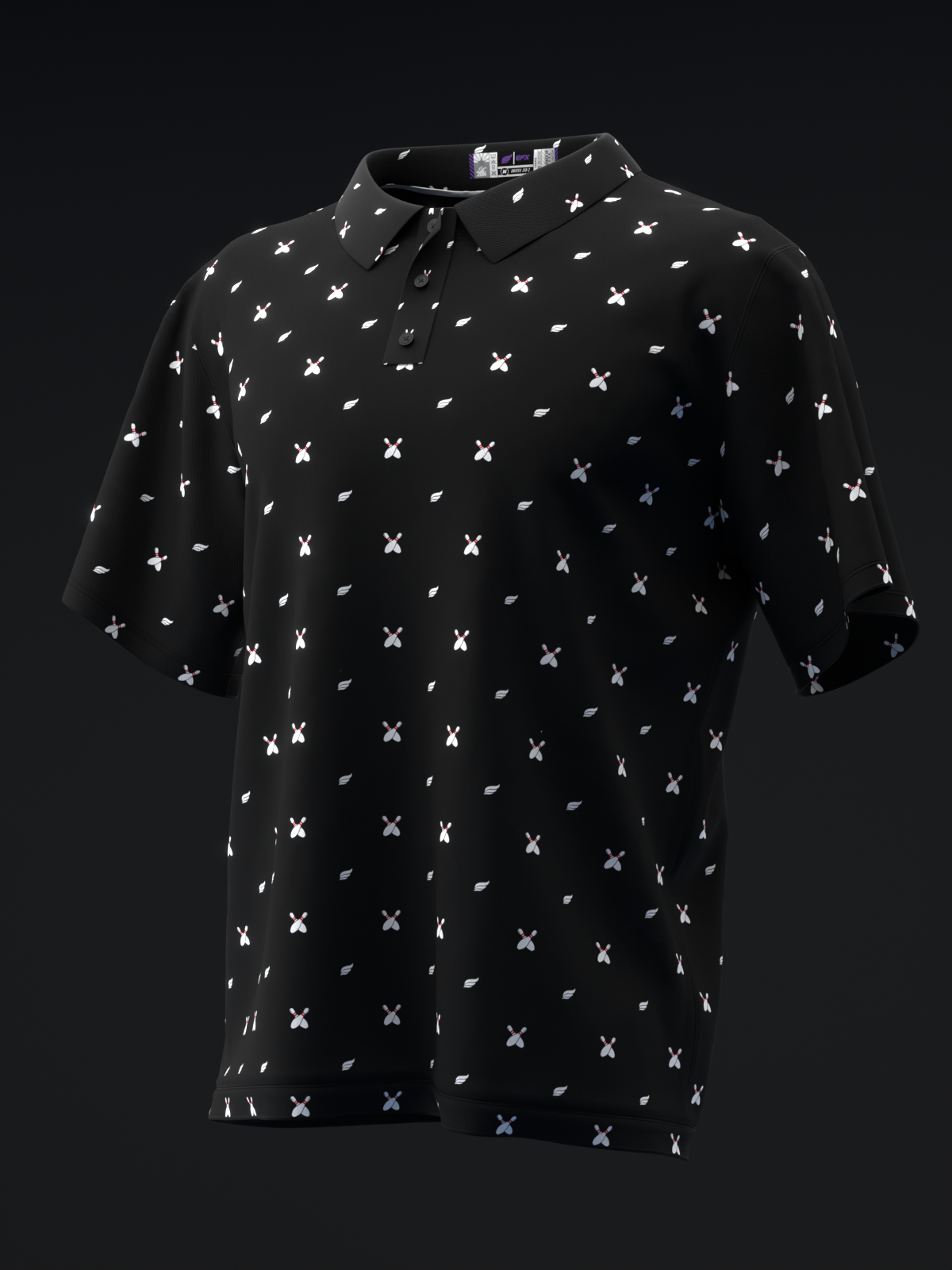 FAIRWAYS - BOWLING PINS - BLACK - BOWLING POLO
