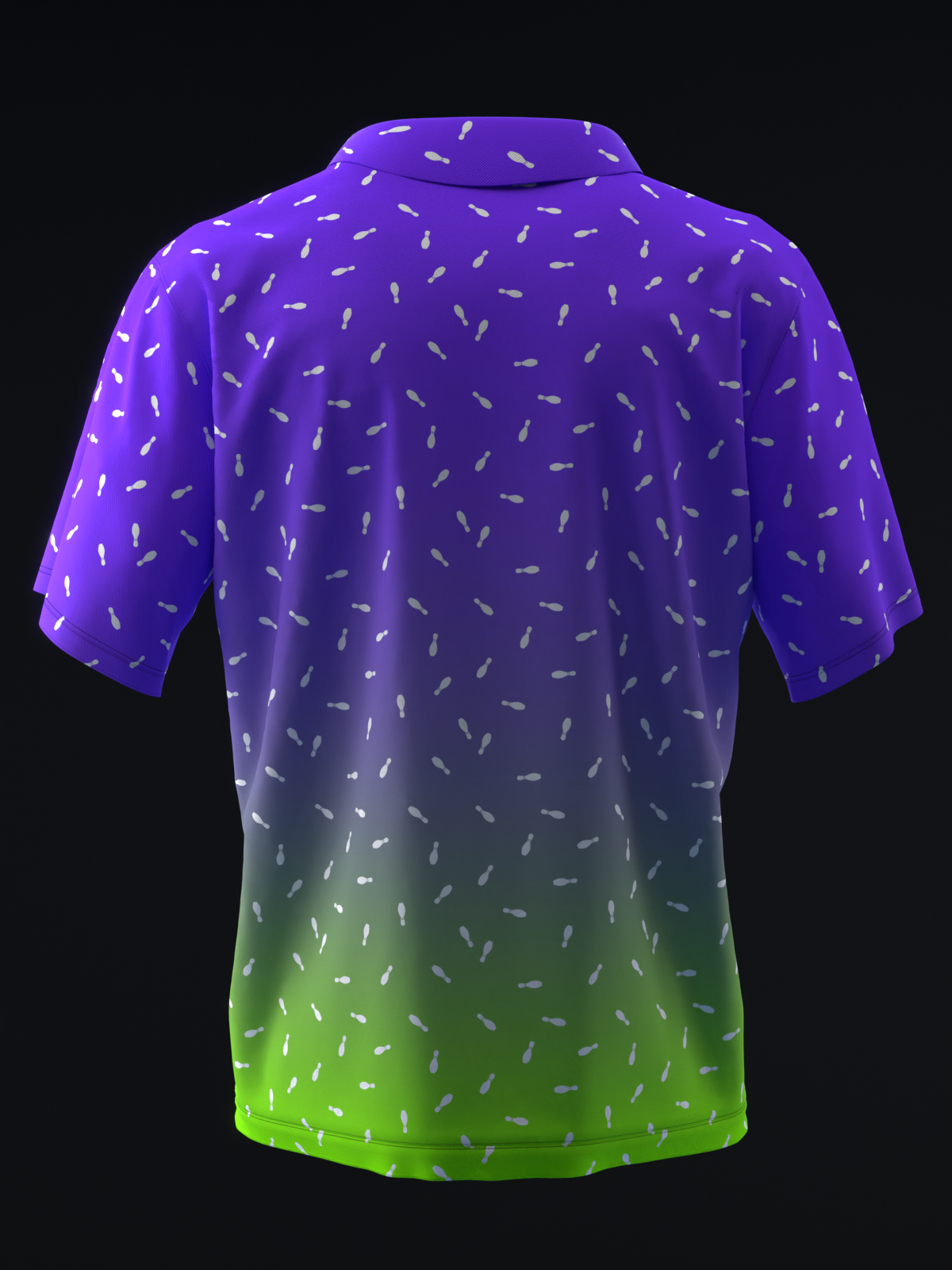 FAIRWAYS - BOWLING BURST - NEON PURPLE GREEN  - BOWLING POLO