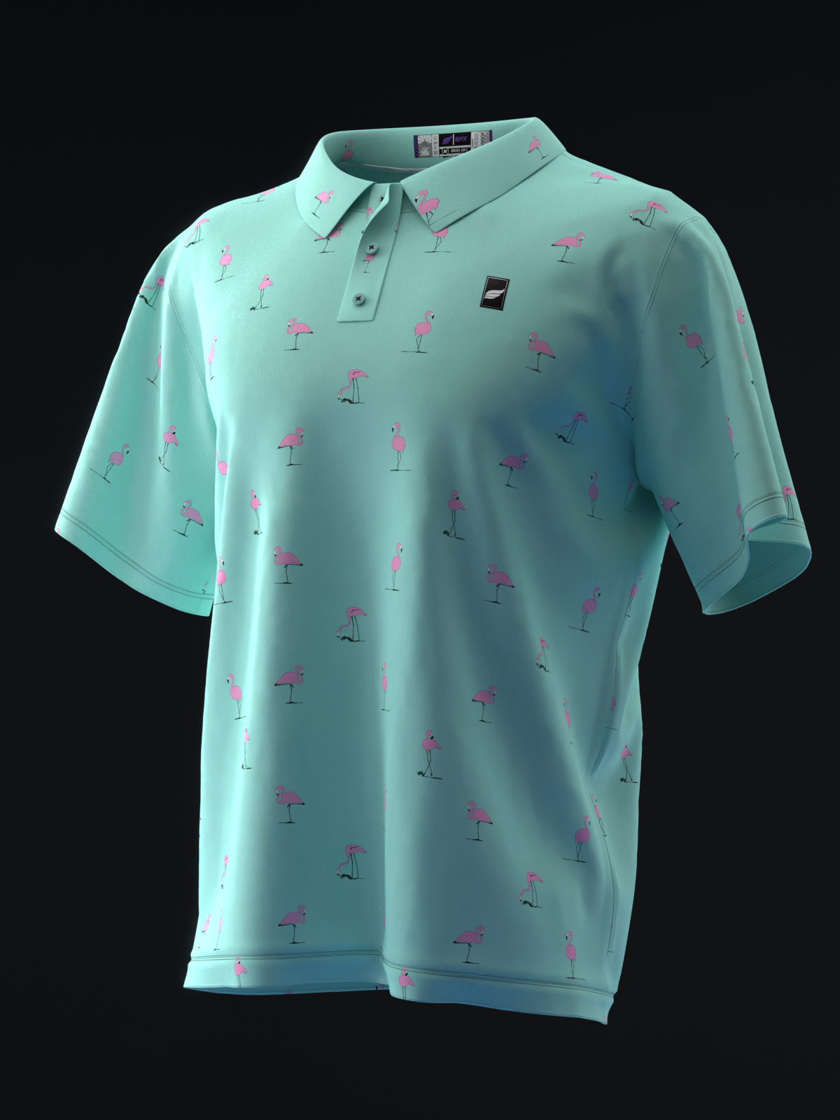FAIRWAYS - FLAMINGOS - NEON TEAL - BOWLING POLO