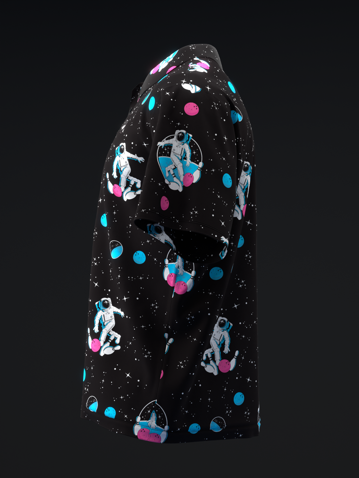 FAIRWAYS - SPACE BOWLING - NEON PINK BLUE - BOWLING POLO