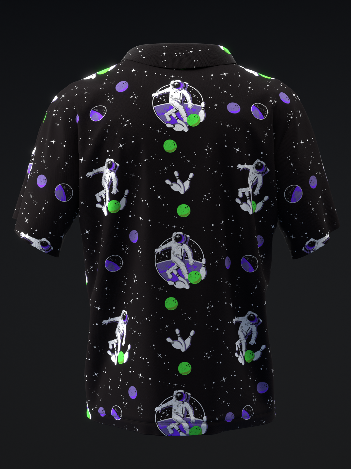 FAIRWAYS - SPACE BOWLING - NEON GREEN PURPLE - BOWLING POLO
