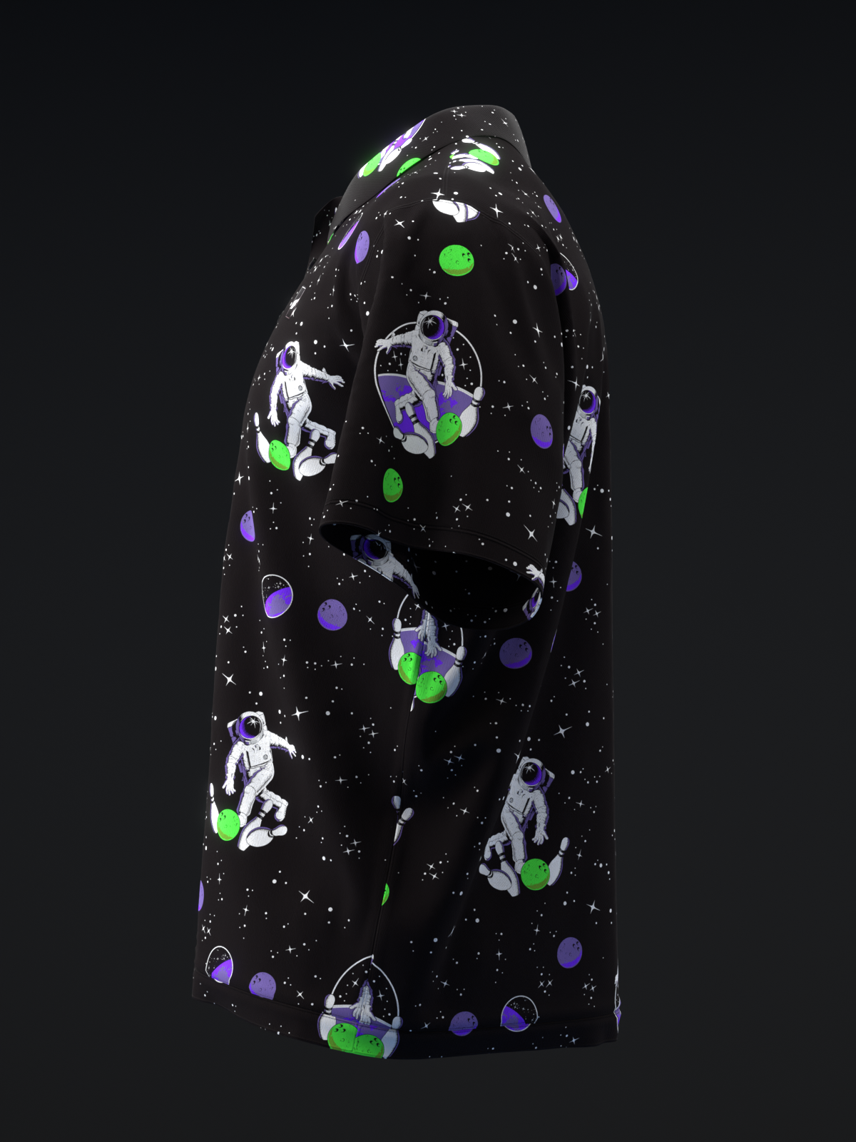 FAIRWAYS - SPACE BOWLING - NEON GREEN PURPLE - BOWLING POLO