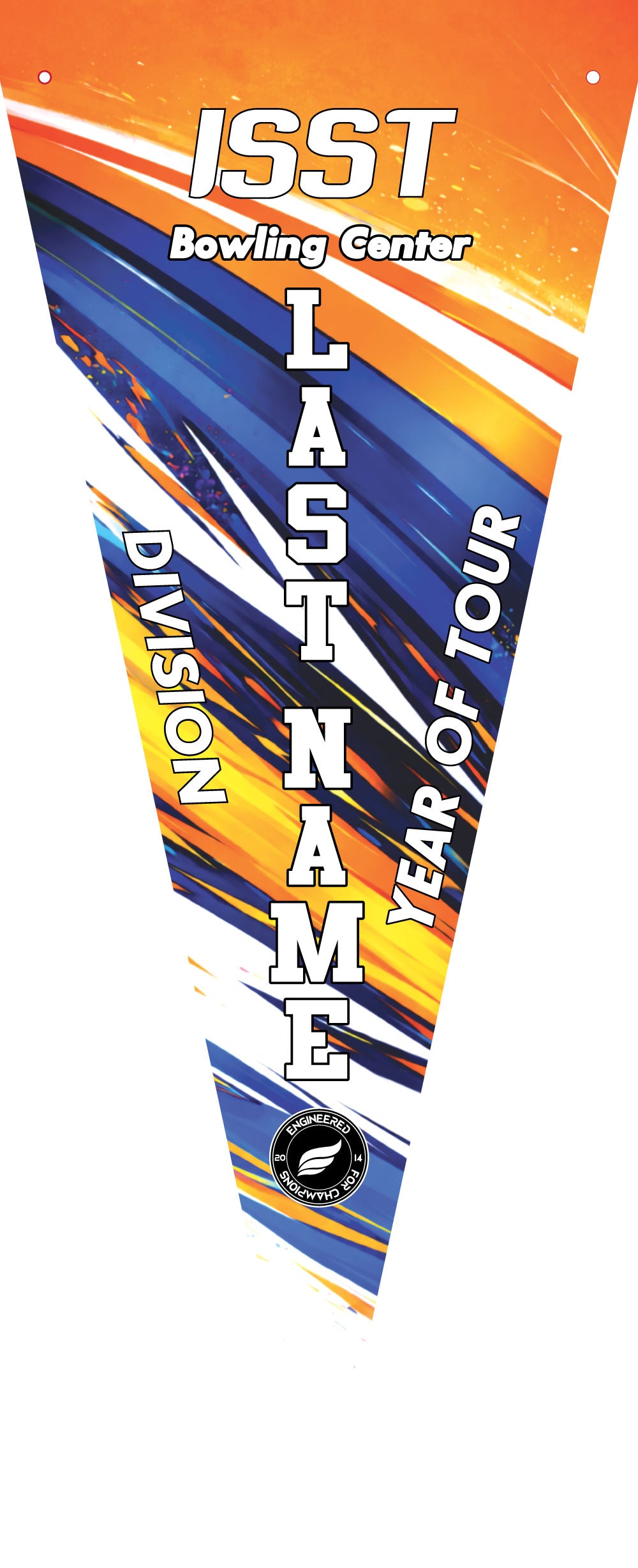 ISST Dynamic Streaks - Orange Blue- Bowling Pennant