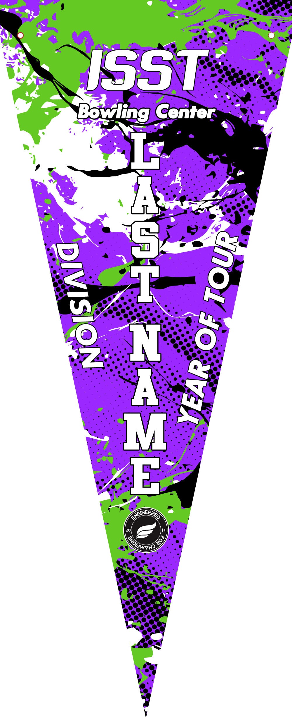 ISST MX26 Splatter - Neon Purple Green - Bowling Pennant