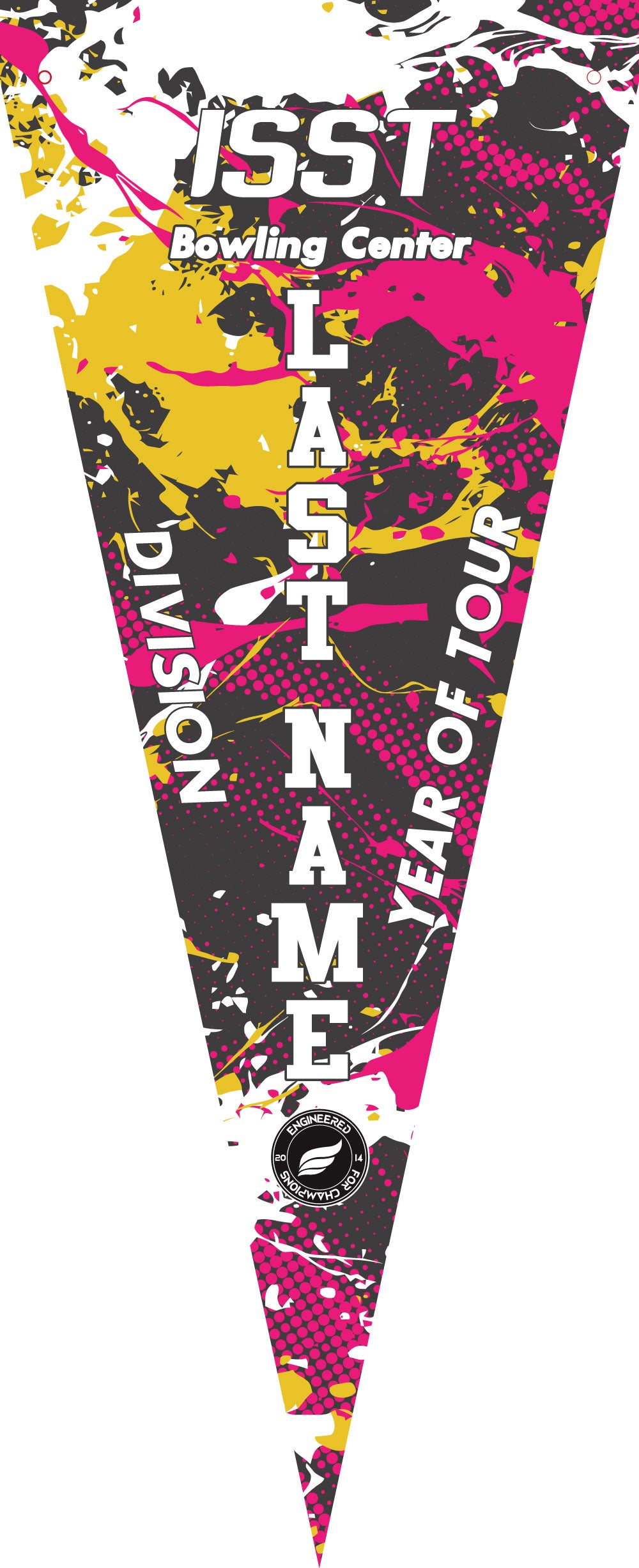 ISST MX26 Splatter - Neon Pink Orange - Bowling Pennant