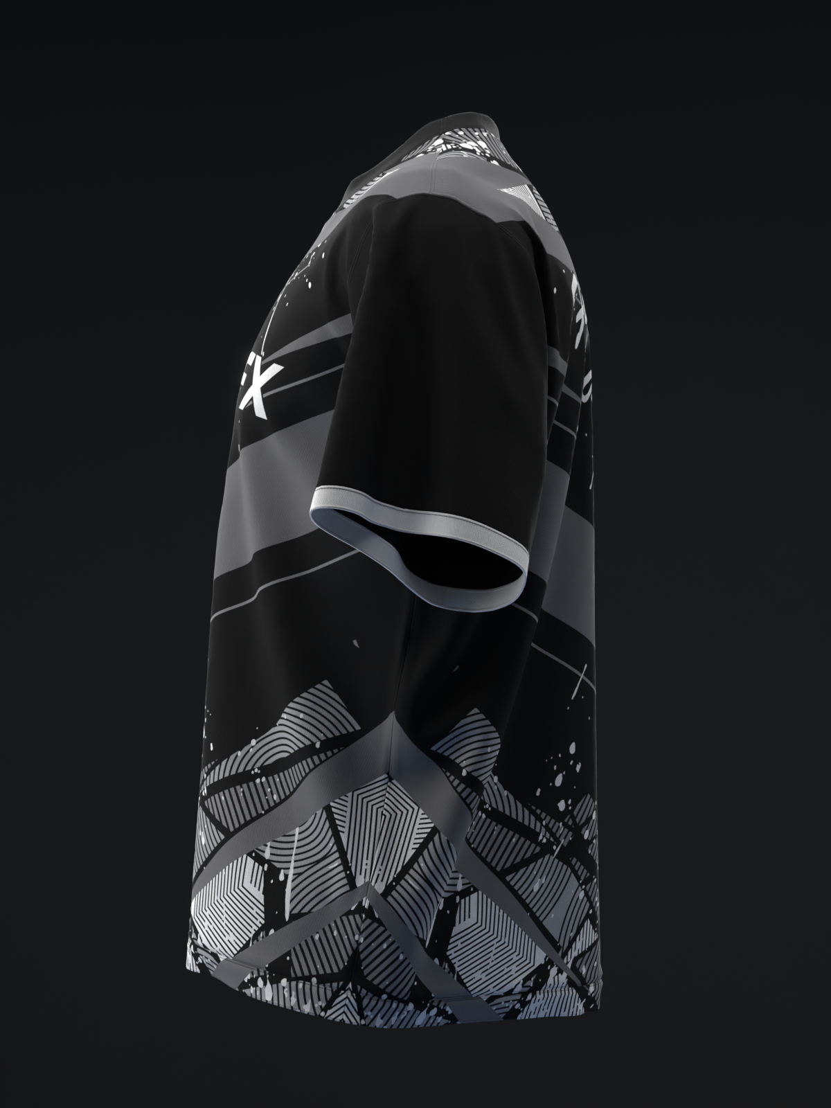 GLATTER - BLACK GRAY - BOWLING JERSEY