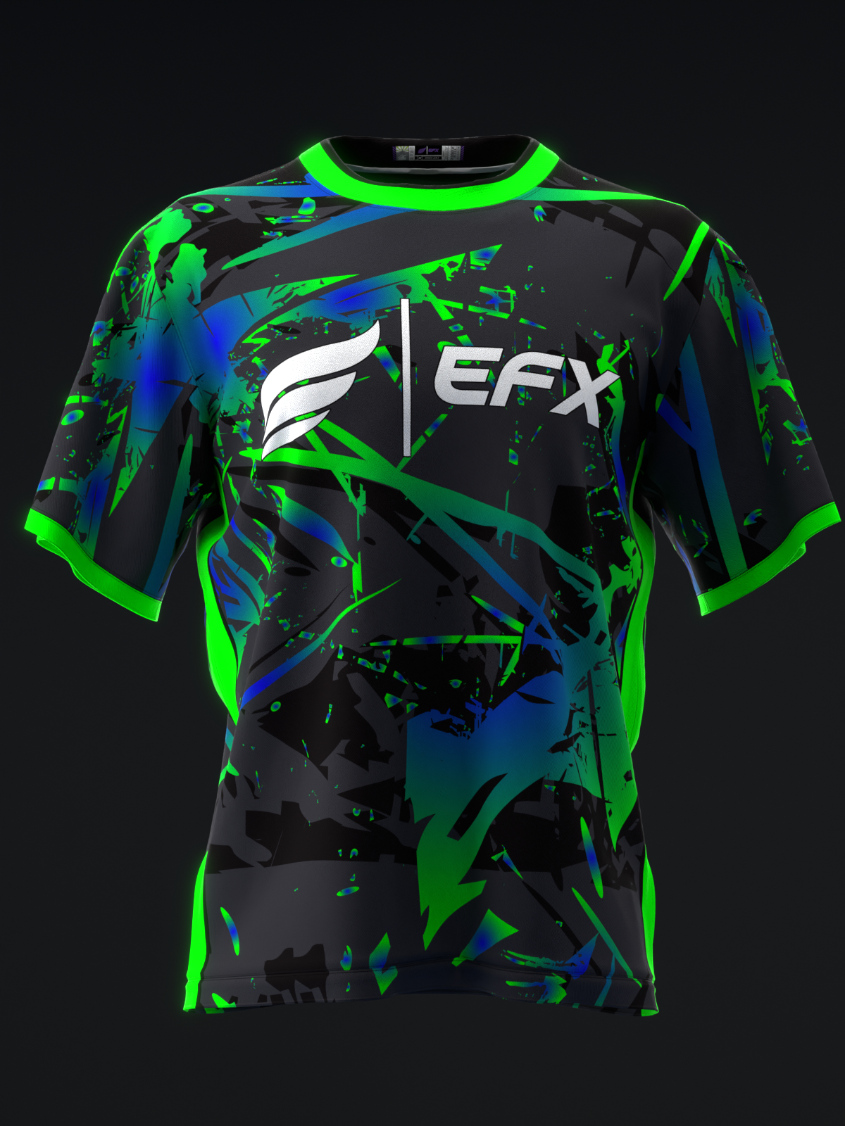 KARMA - NEON GREEN BLUE BOWLING JERSEY