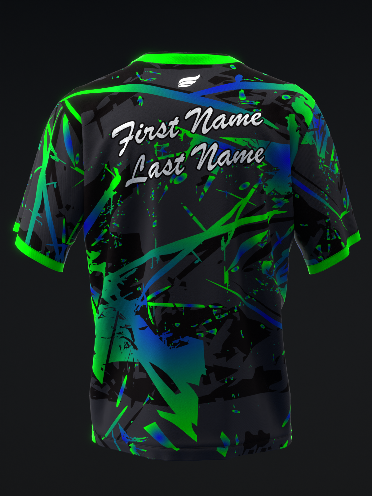 KARMA - NEON GREEN BLUE - BOWLING JERSEY