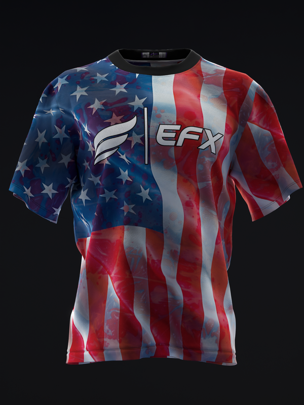 EFX bowling jersey with American flag stars and stripes design, front view