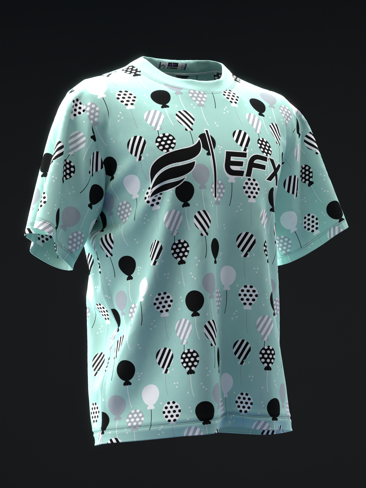 BALLOONS - TEAL BLACK - BOWLING JERSEY