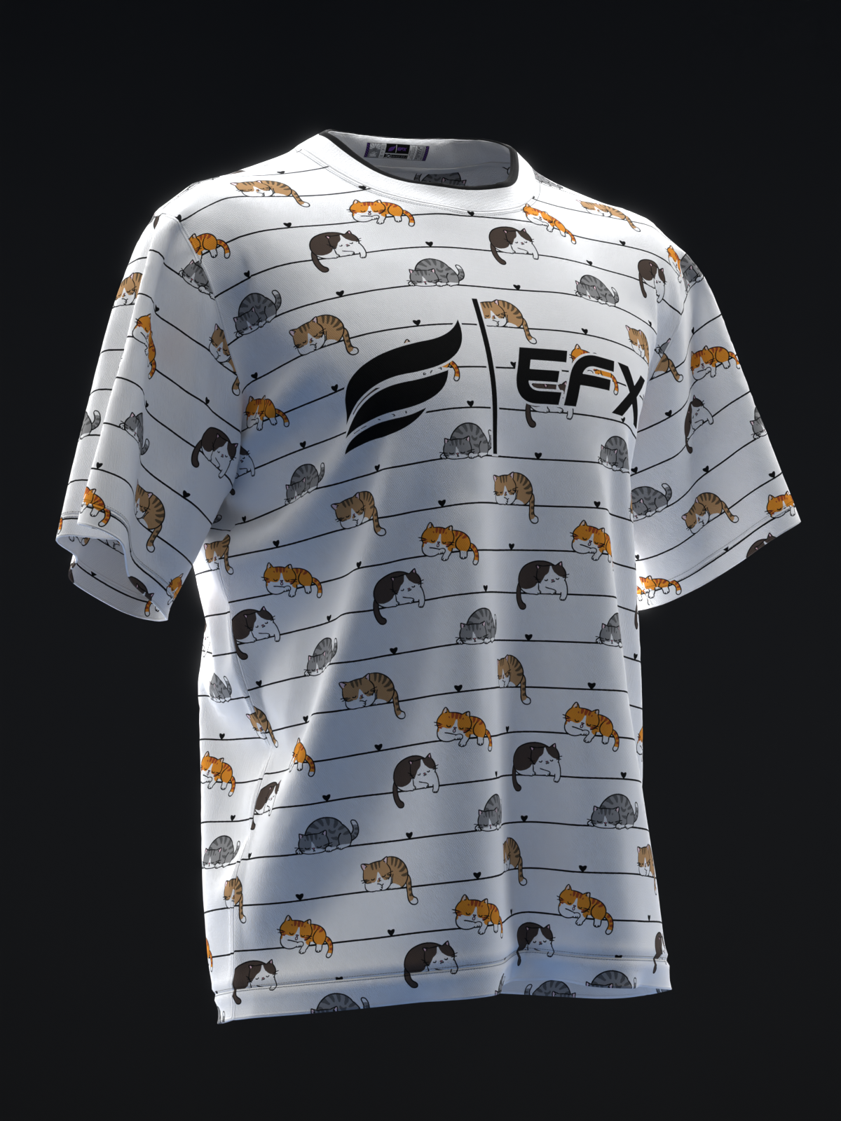 White bowling jersey with repeated hedgehog pattern and EFX logo, front view