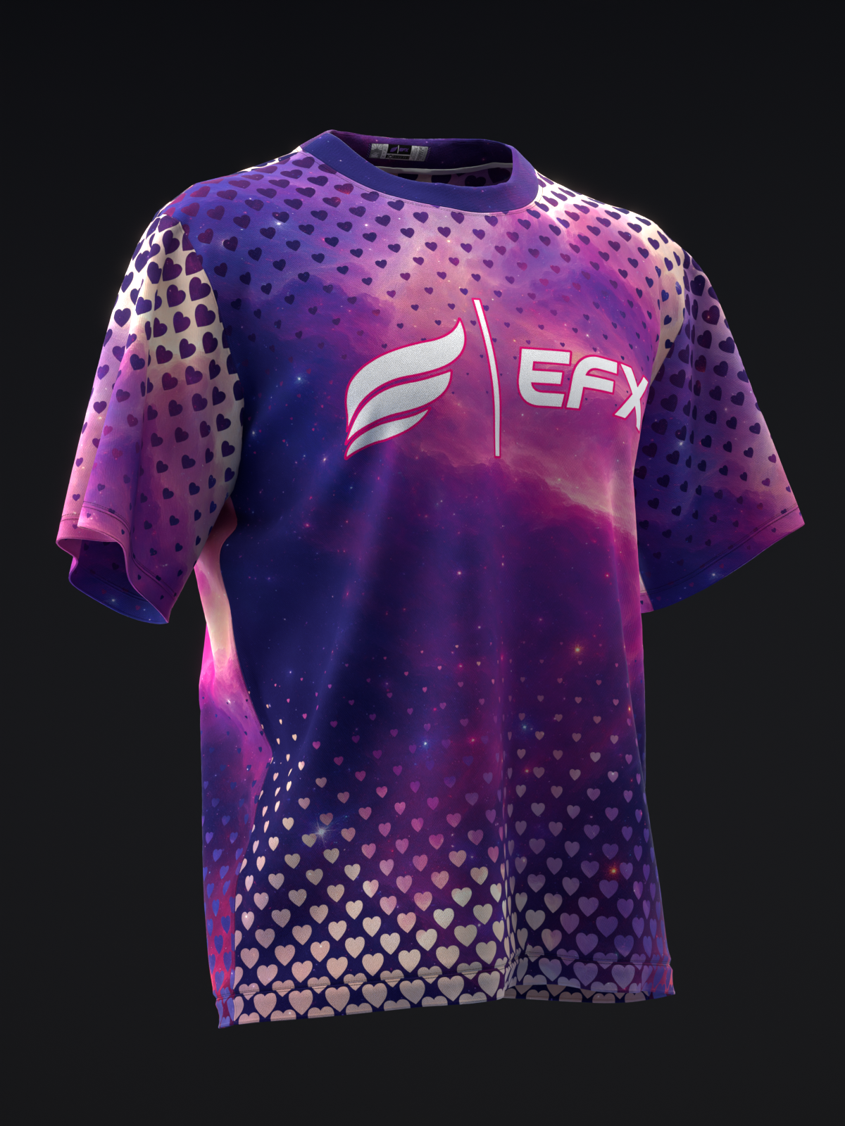 Purple and pink gradient bowling jersey with EFX logo and dot pattern design