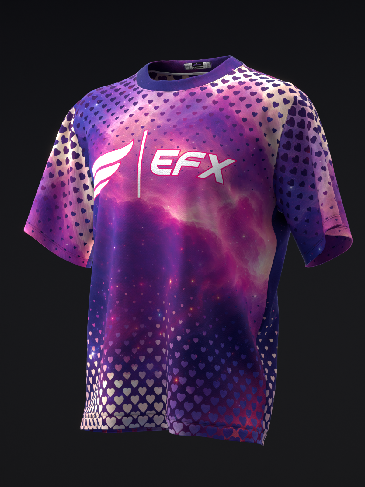 Purple and pink gradient bowling jersey with dotted pattern and EFX logo front view