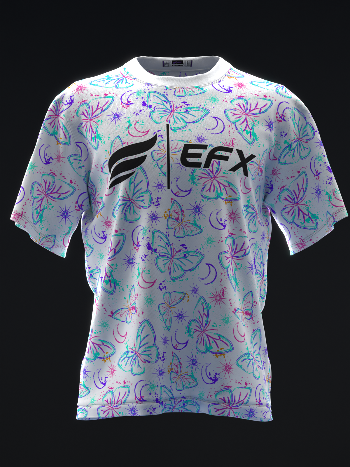 NEON BUTTERFLIES - WHITE - BOWLING JERSEY