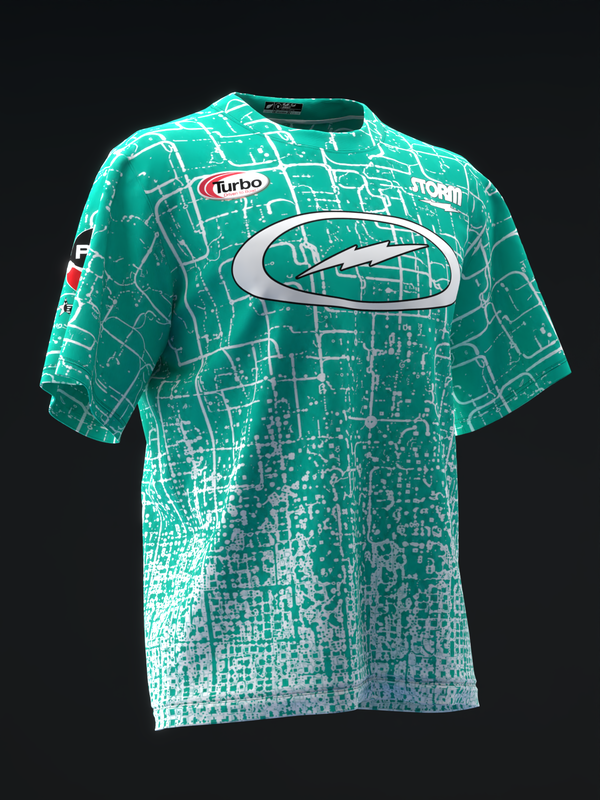 Dylan Jablonski 2026 Static Grid Teal White Bowling Jersey