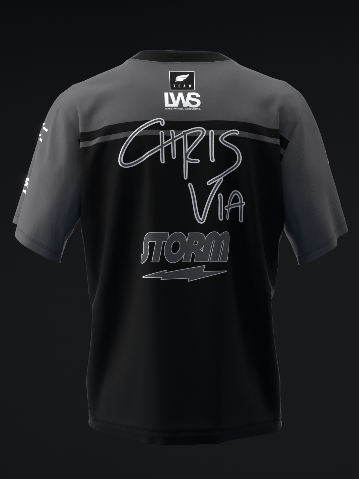 Chris Via 2025 - Stripe Black Charcoal - Bowling Jersey