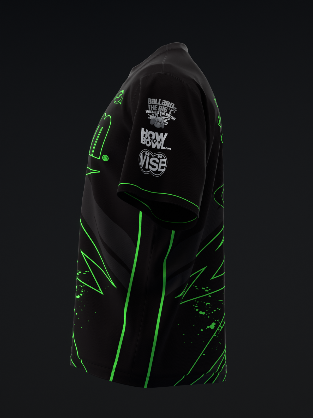 Darren Tang 2024 - Blackout Black Neon Green - Bowling Jersey
