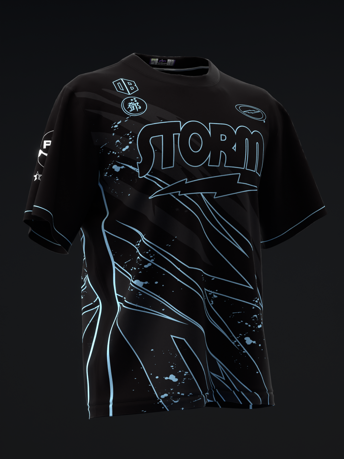 DARREN TANG 2024 - BLACKOUT - BLACK NEON POWDER BLUE - BOWLING JERSEY