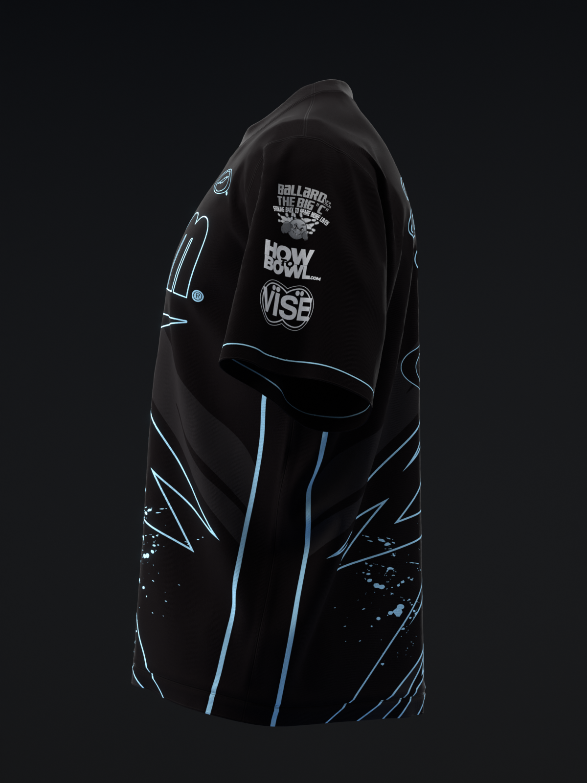 DARREN TANG 2024 - BLACKOUT - BLACK NEON POWDER BLUE - BOWLING JERSEY