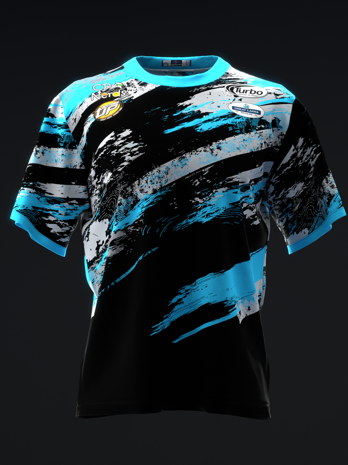 PERRY CROWELL 2024 - MX25 - BLACK NEON BLUE GRAY - BOWLING JERSEY