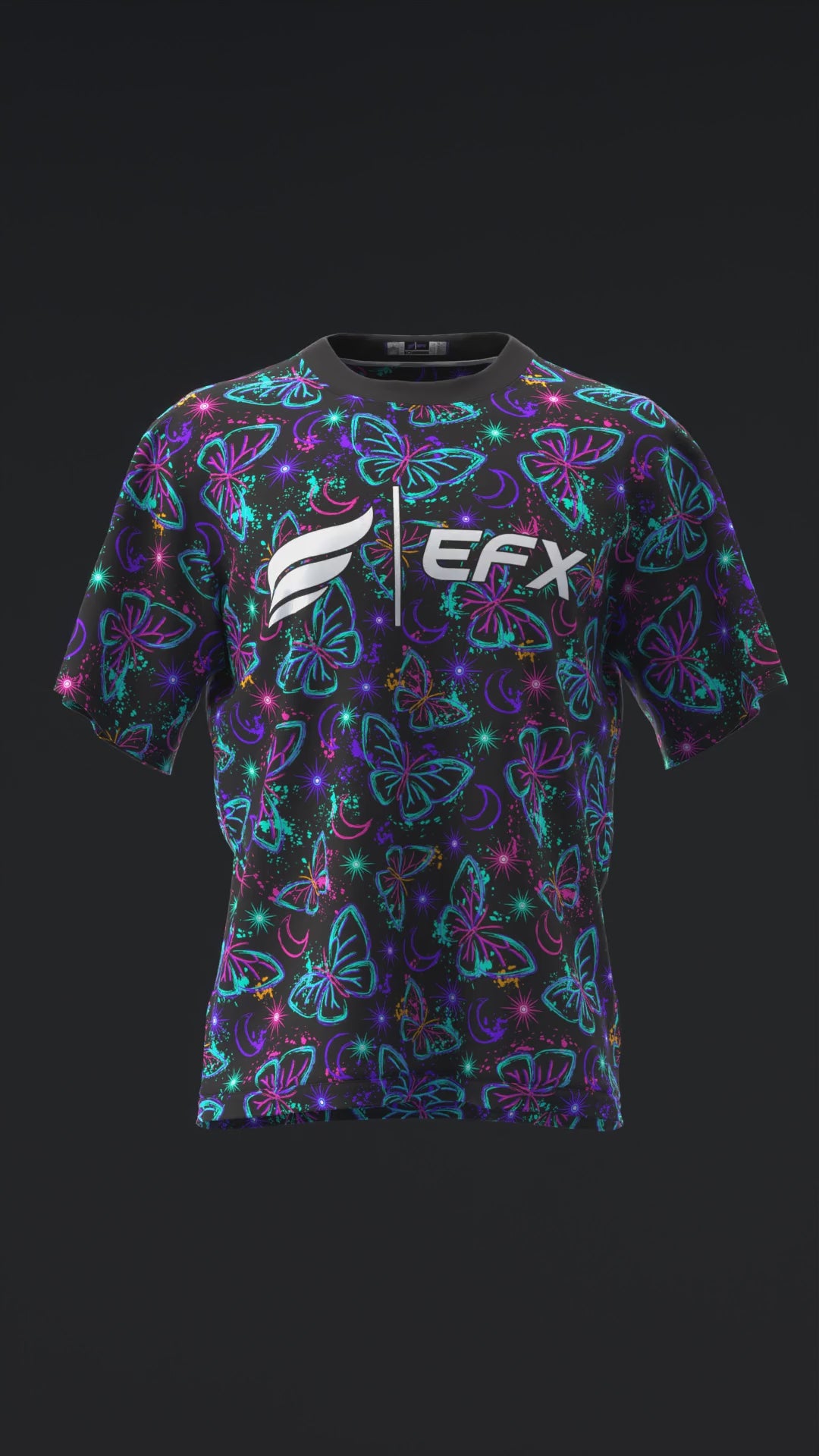 NEON BUTTERFLIES - BLACK - BOWLING JERSEY