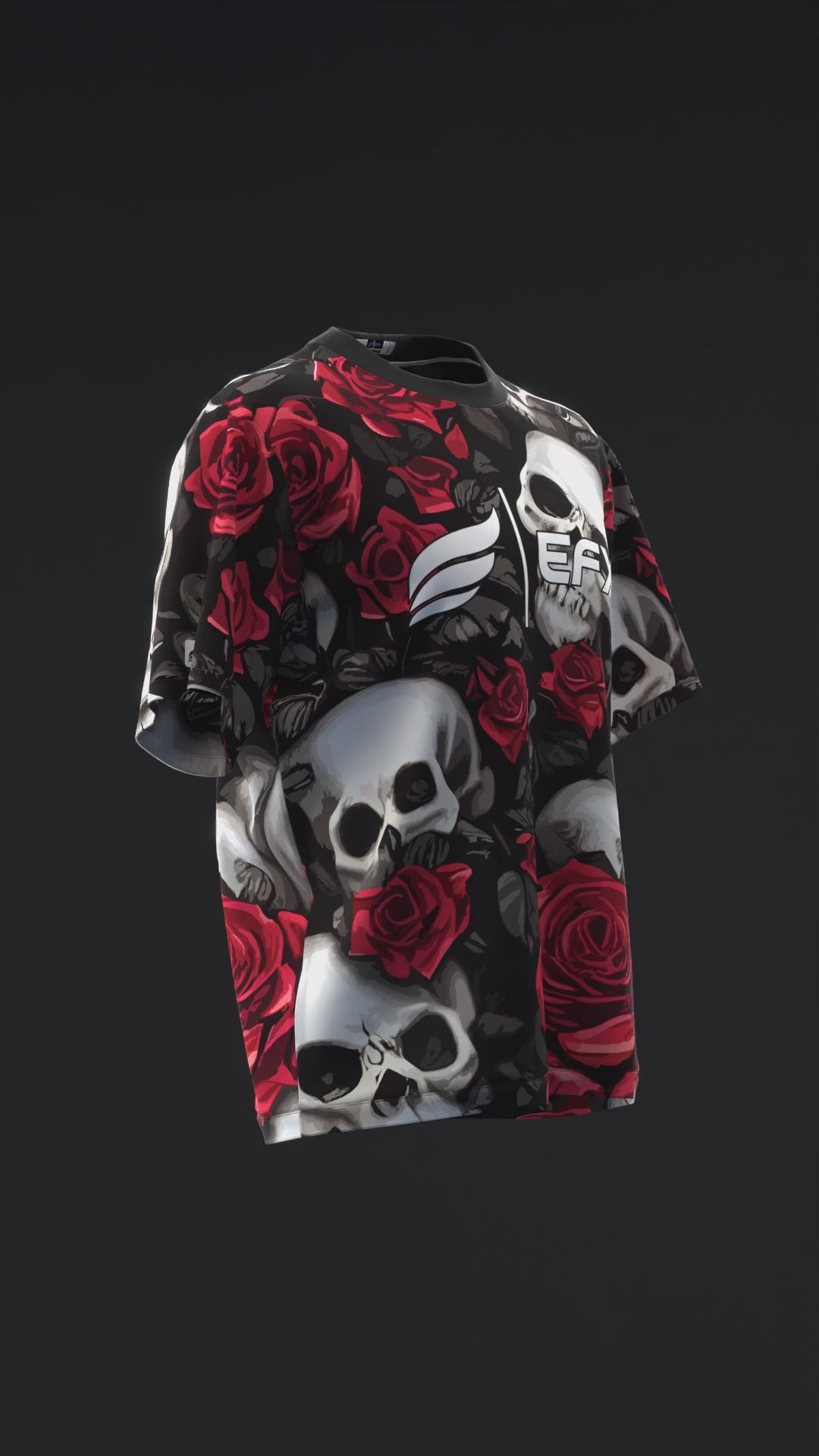 Roses and Skulls - Red - Bowling Jersey