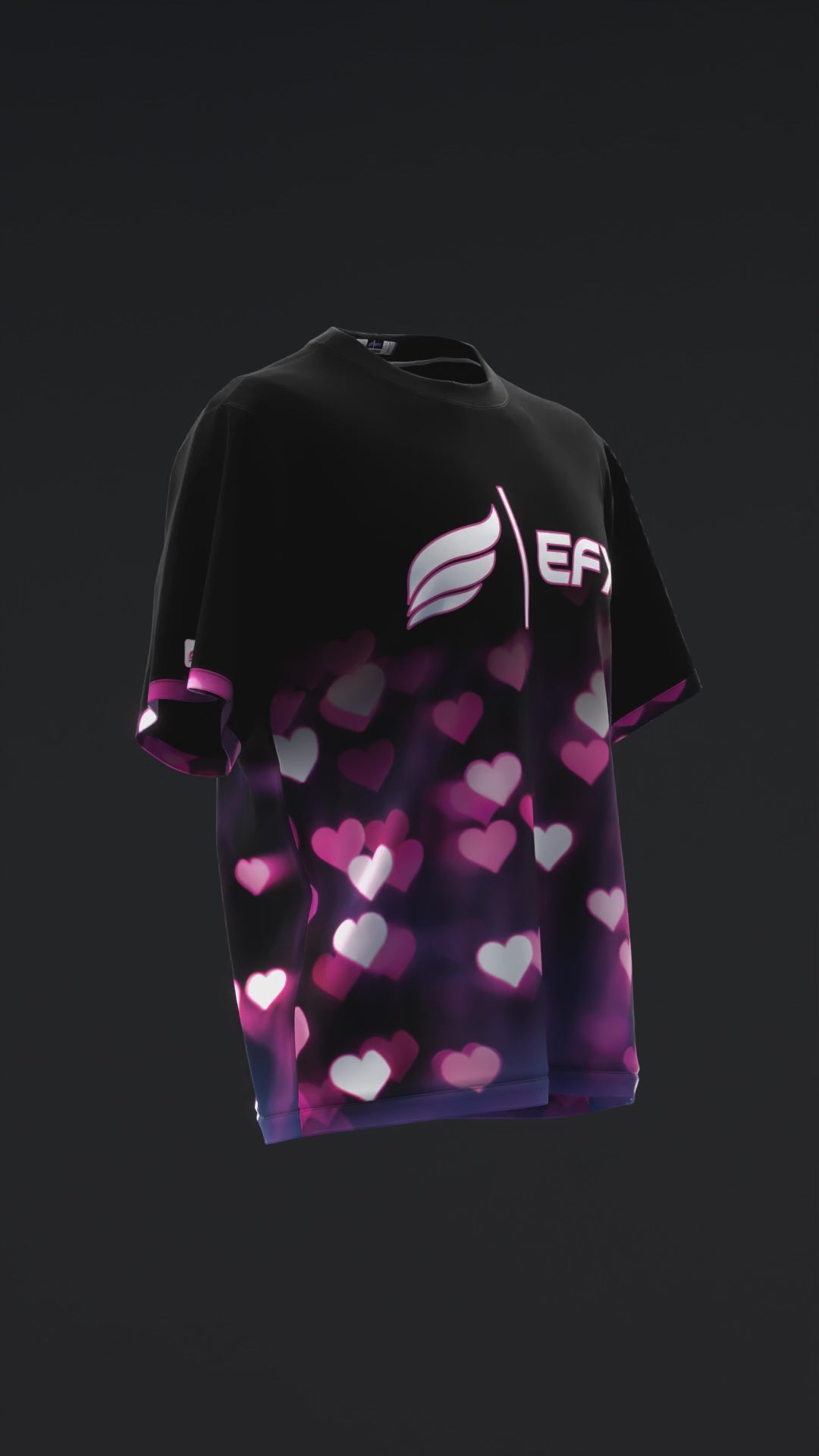 Pink Hearts - Black - Bowling Jersey