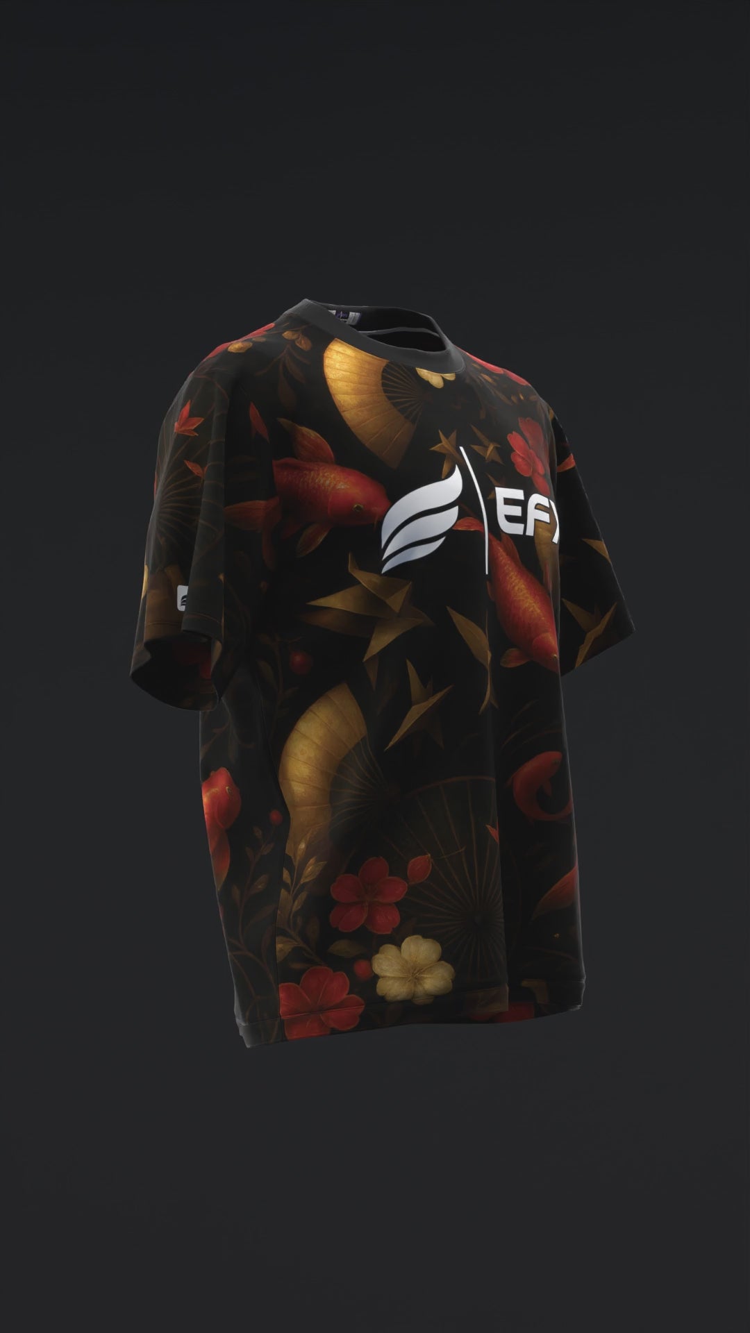 Origami Koi - Red Black - Bowling Jersey