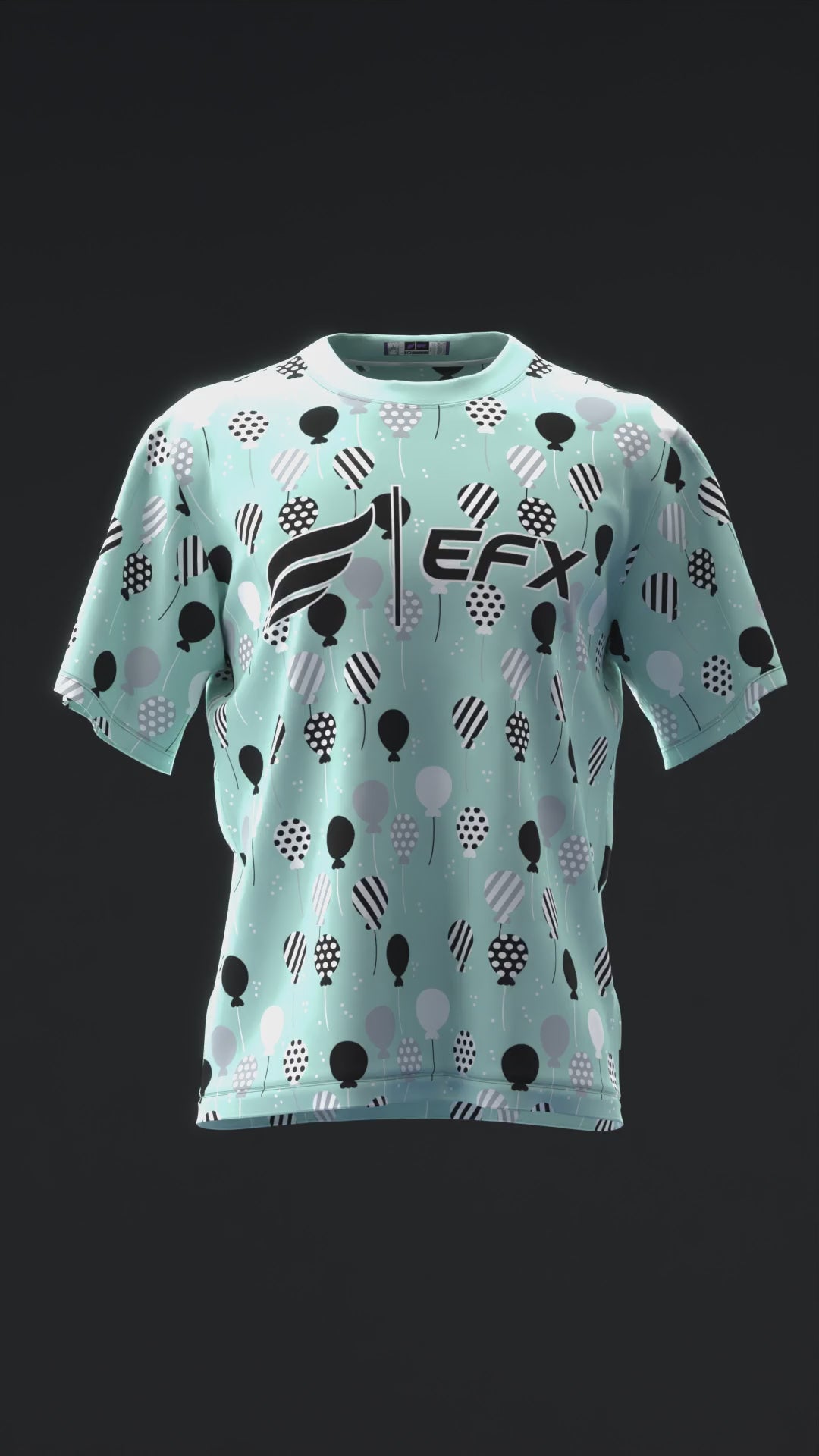 BALLOONS - TEAL BLACK - BOWLING JERSEY