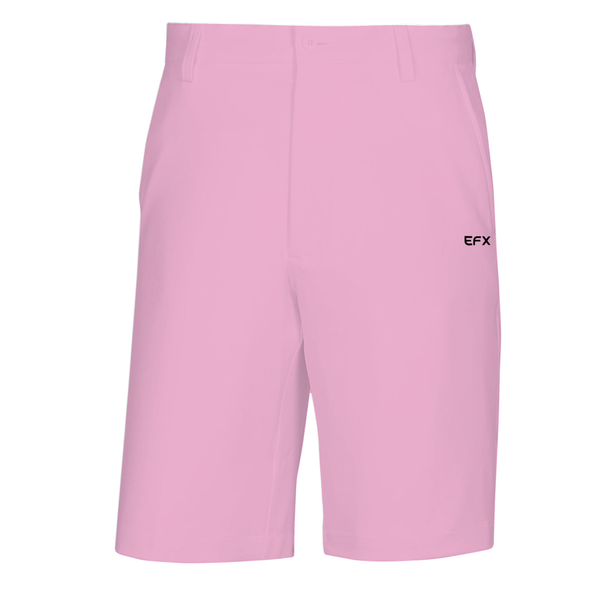 Light pink bowling shorts with small black EFX logo on front