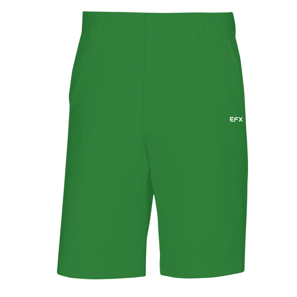 Green bowling shorts with small white EFX logo on right leg