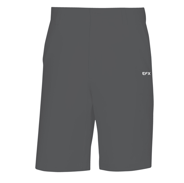 Dark gray bowling shorts with small EFX logo on right hip