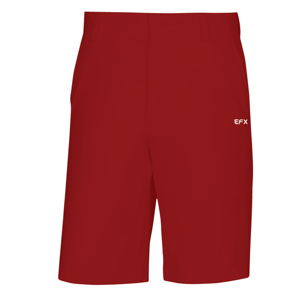 Dark red bowling shorts with small EFX logo on right leg
