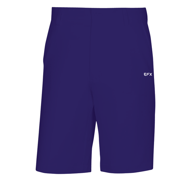 Dark purple bowling shorts with white EFX logo on right side