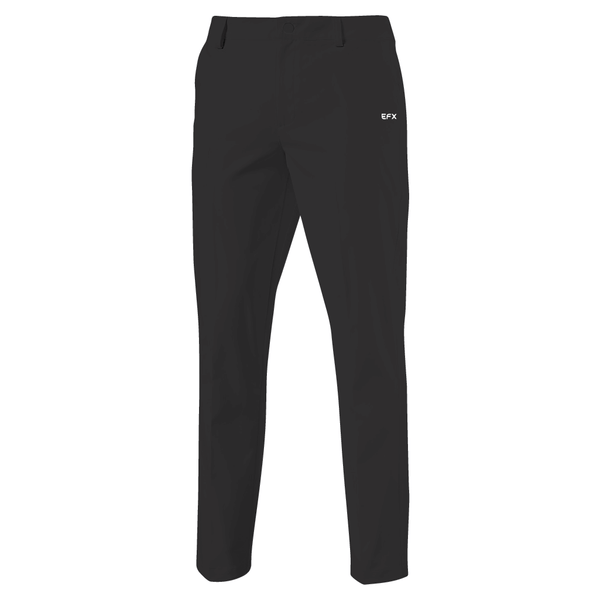 Black bowling pants with EFX logo on back hip, front view