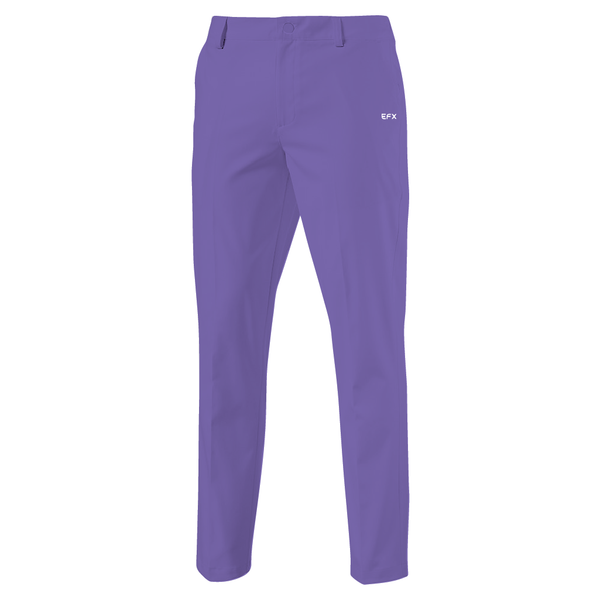 Purple bowling pants with EFX logo on back pocket, back view