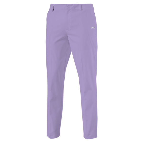 Violet bowling pants with EFX logo on right hip, front view