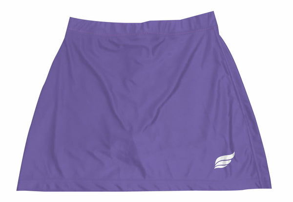 Purple bowling skort with small white logo on lower right side